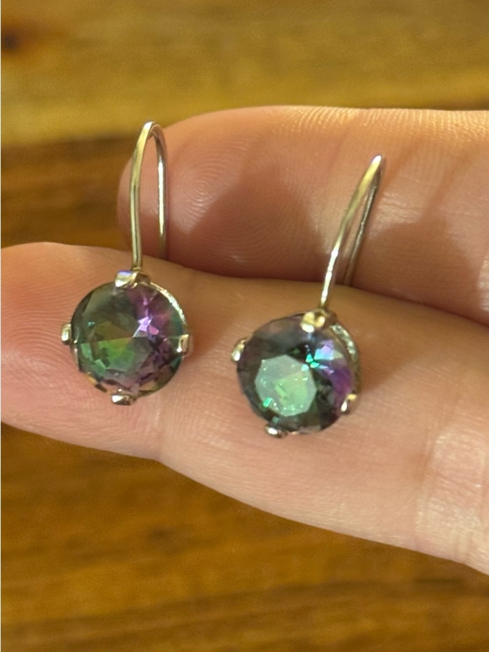 Mystic Topaz Sterling Round Drop Earrings - Picture 4 of 15